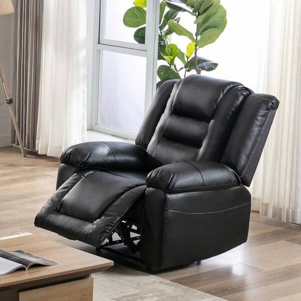 black leather recliner rocker chair