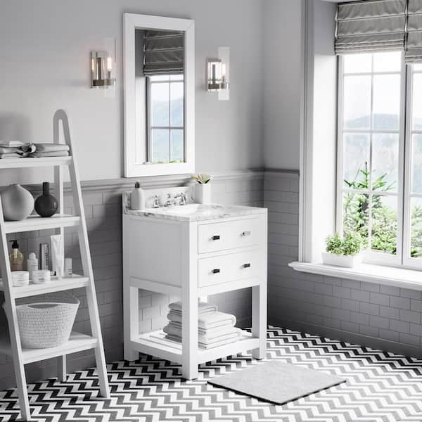 Water Creation Madalyn 24-in Pure White Single Sink Bathroom Vanity with Carrara White Natural Marble Top