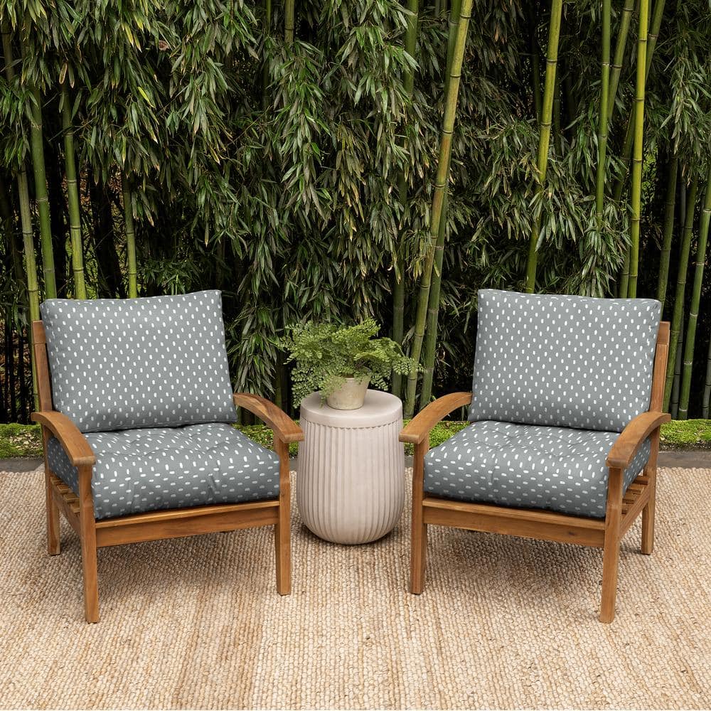 Stone Grey Dot Bamboo Viscose and Polyester Outdoor Deep Seat Cushion Set