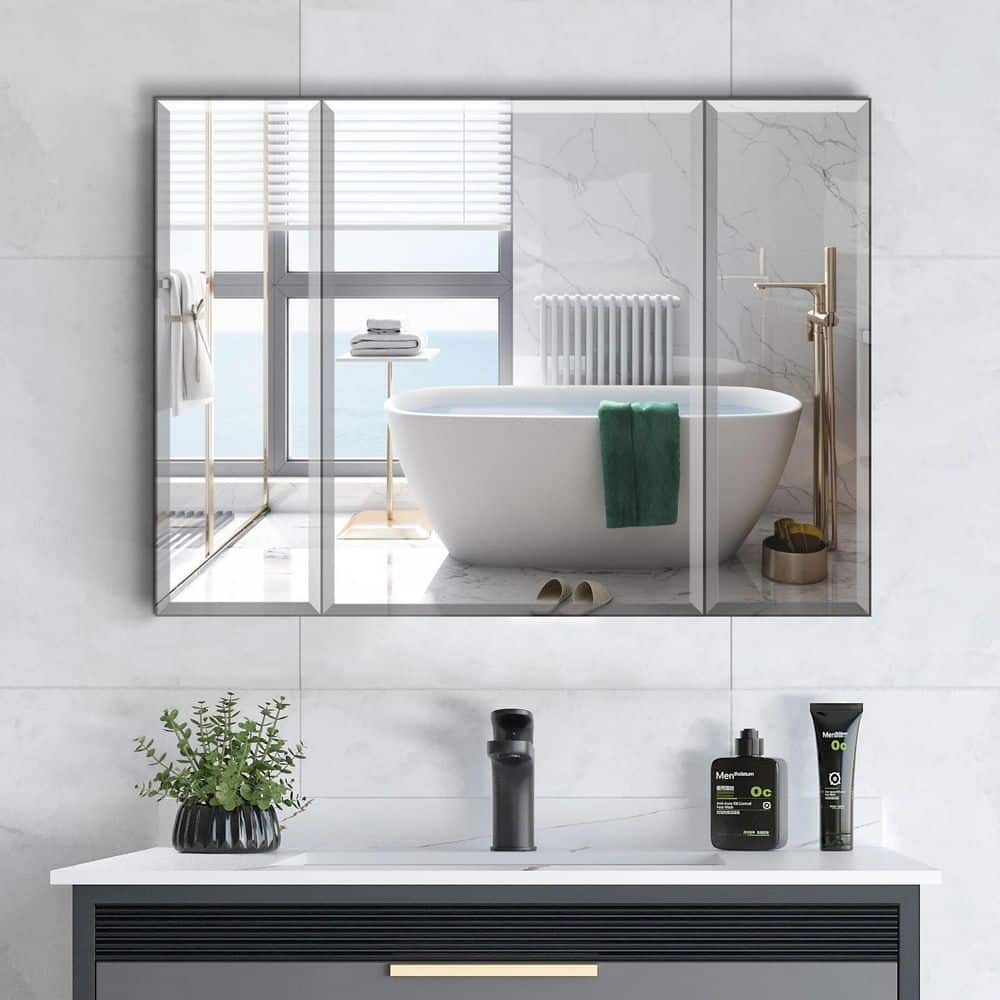 36 in. W x 26 in. H Large Rectangular Silver Aluminum Recessed 36 in. W x 26 in. H Large Rectangular Silver Aluminum Recessed