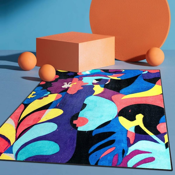 Misha The Sunday Jungle A Room With a View Modern Abstract Multi 5 ft. 3 in. x 7 ft. 3 in. Area Rug