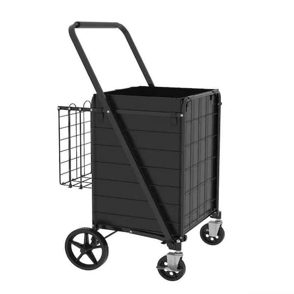 4-Wheel Metal Foldable Large Shopping Cart with Brake
