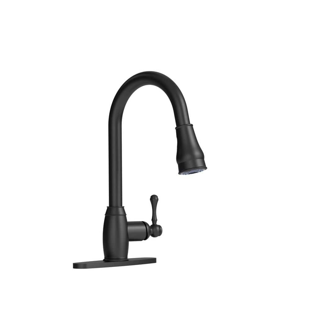16 in. H Stainless Steel Pull Down Sprayer Kitchen Faucet with 1-Handle, Hot and Cold and 360° Swivel in Matte Black price history on PriceWatchPro