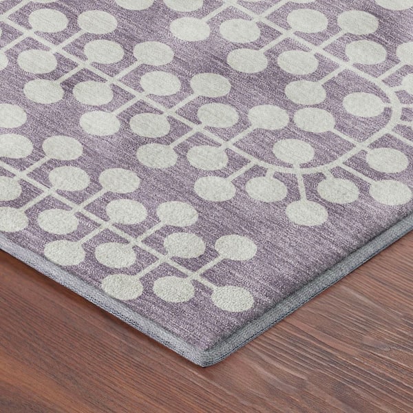 Mayfield Premium Machine Washable Abstract AMF2247 Lavender 5 ft. x 7 ft. 6 in. Area Rug