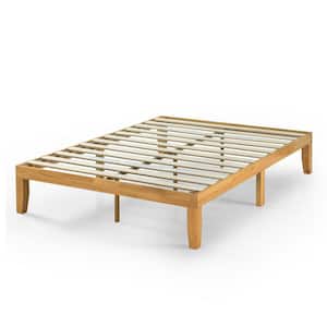 Brown Natural Wood Frame Full Platform Bed