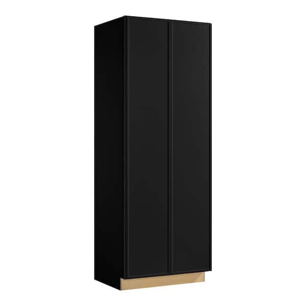 Leyton 36 in. W x 24 in. D x 96 in. H Ready To Assemble Plywood Slim Shaker Wide Pantry Kitchen Cabinet in Raven Black