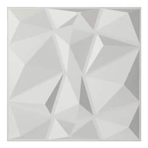 19.7 in. x 19.7 in. White Decorative PVC 3D Wall Panels in Diamond Design (12-Pack)