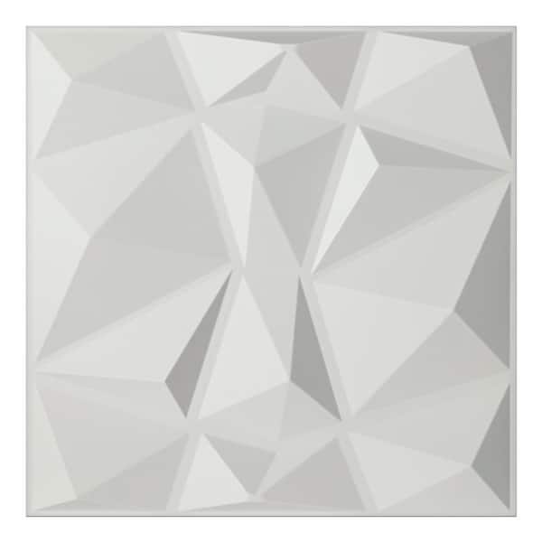 19.7 in. x 19.7 in. White Decorative PVC 3D Wall Panels in Diamond Design  (12-Pack)