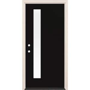 36 in. x 80 in. Right-Hand/Inswing 1 Lite Clear Glass Onyx Painted Fiberglass Prehung Front Door with 4-9/16 in. Frame