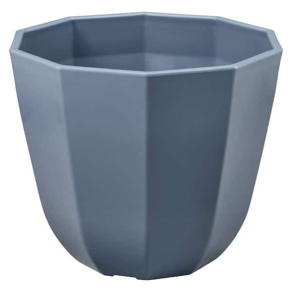 16 in. Lucinda Blue Waltz Decorative Plastic Planter (16 in. D x 13 in. H) with Drainage Hole