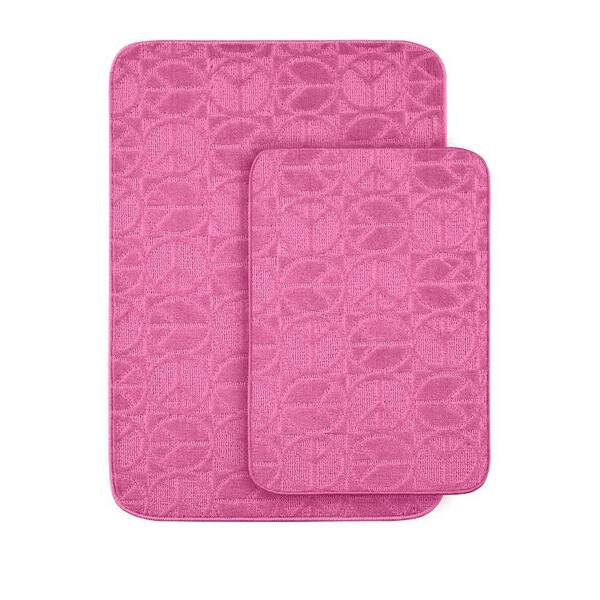 Garland Rug Peace Pink 20 in x 30 in. Washable Bathroom 2 -Piece Rug Set