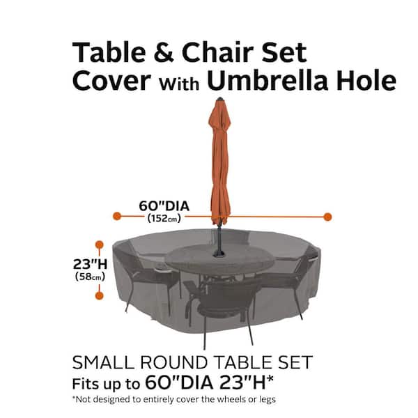 60inch round patio cover with umbrella hole Classic Accessories Ravenna Round Patio Table & Chair Set Cover with Umbrella Hole