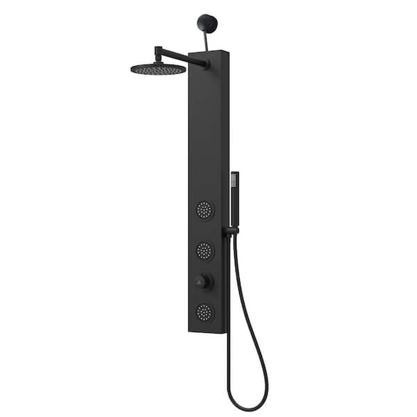 ANZZI Beverly Series 43 in. 3-Jetted Shower Tower with Heavy Rain Shower and Body Jets and Spray Wand in Matte Black