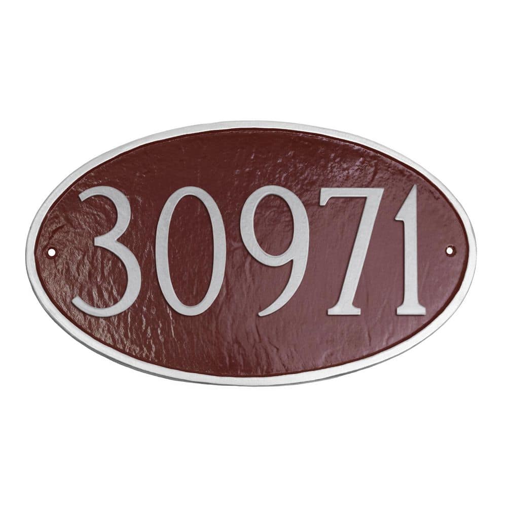 Classic Oval Standard Address Sign Plaque - Brick Red/Silver product image for price tracking
