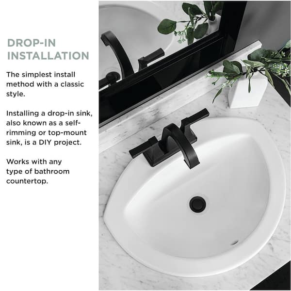 Glacier Bay 21 in. Drop-In Semi-Oval Vitreous China Bathroom Sink
