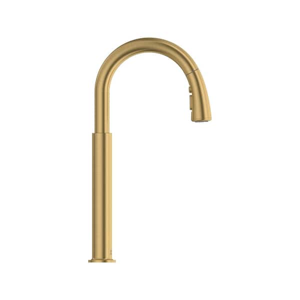 Studio S Single Handle Pull-Down Sprayer Kitchen Faucet with Dual Spray in Brushed Cool Sunrise