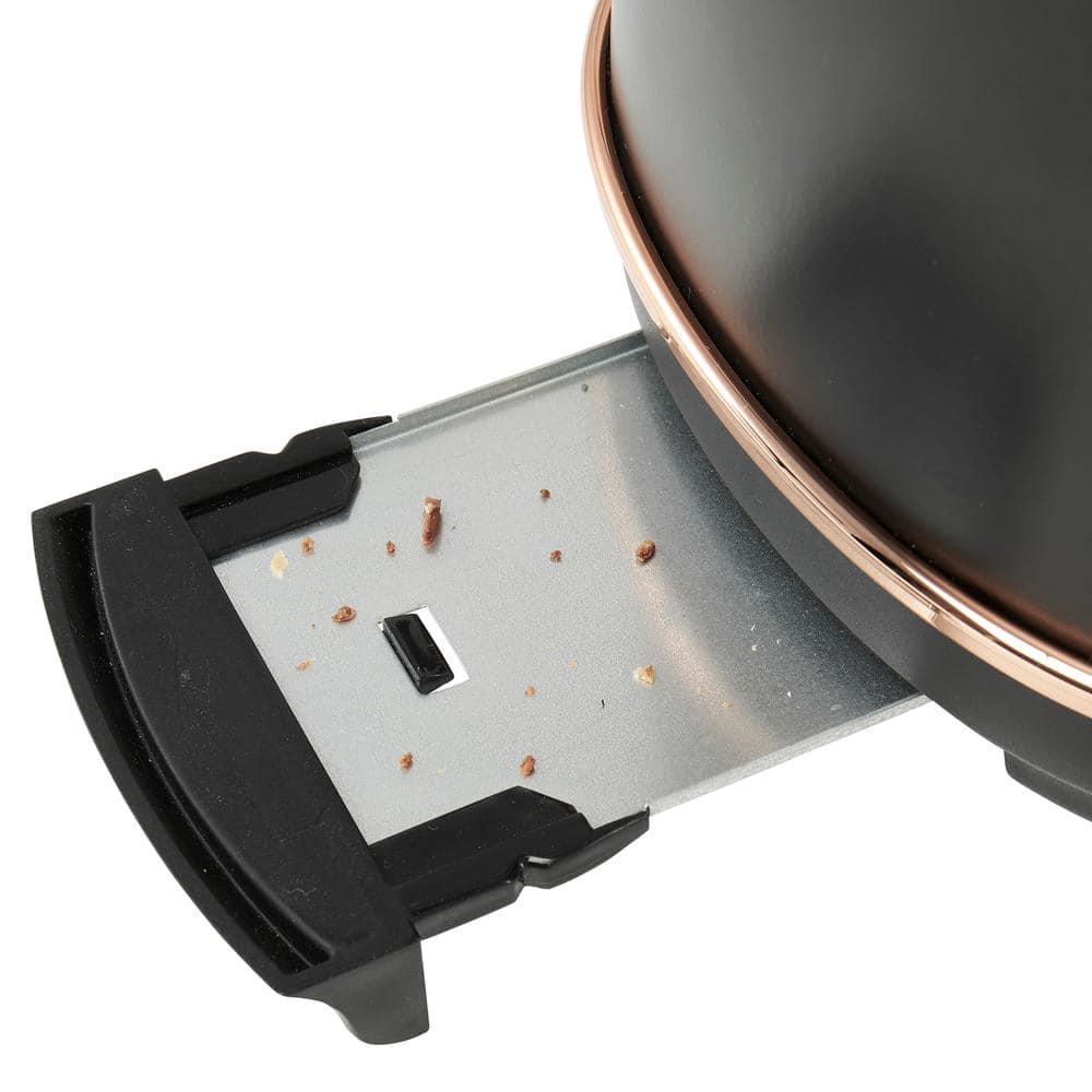 Black and Copper Stainless Steel 2-Slice Toaster with Crumb Tray