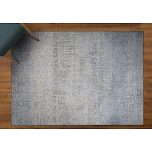 Couture Aquarelle Pewter-Mode Beige 4 ft. x 5 ft. Area Rug
