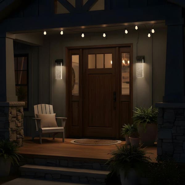 12.2 in. 1-Light Black Light Dusk to Dawn LED Outdoor Wall Sconce（2-Pack）