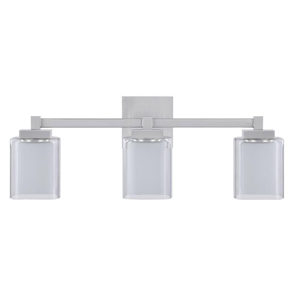 Satin Nickel 24" Vanity Light with Clear Glass Shades