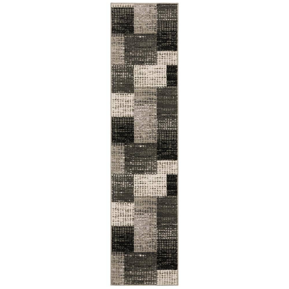 Home Decorators Collection Paramount Gray 2 ft. x 8 ft. Plaid Runner