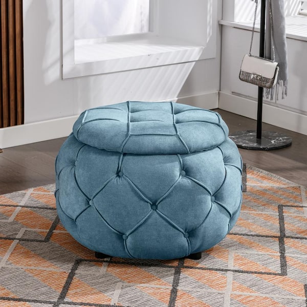 Buy Wholesale China Hot Sale Whole Cheap Modern Upholstery Stool Blue  Velvet Fabric Tufted Round Pouf Ottoman Chair & Foot Stool at USD 30