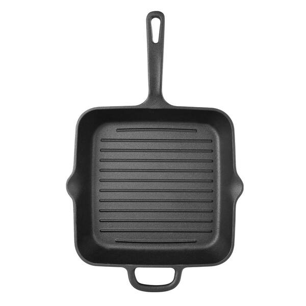 Good Helper 8in Grill Topper Pan Cast Iron BBQ Grill Accessories Outdoor Grill Pans Nonstick Grilling Pan with Holes Handles Heavy Duty Grill Tray