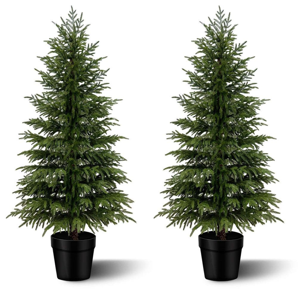 5ft Artificial Norfolk Pine Tree Realistic Christmas Tree Artificial Tree for Indoor Outdoor Home Front Porch(set of 2)