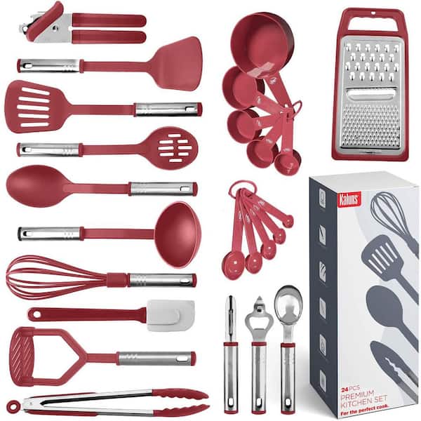 Kaluns Nylon Red Stainless Steel Utensils (Set of 24) K-US24R-HD - The Home  Depot