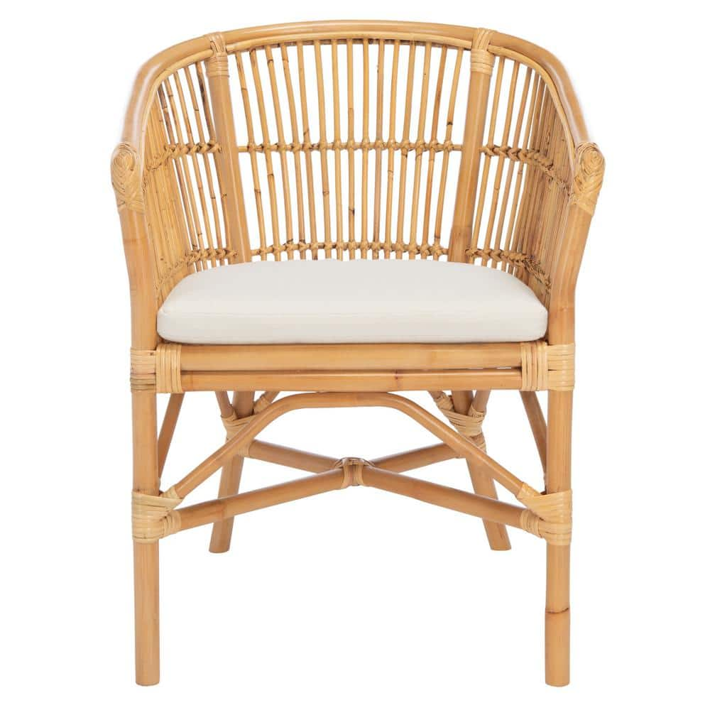 Olivia Rattan Dining Chair with Cushion Natural/White - Safavieh