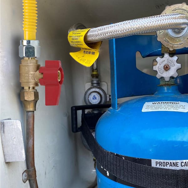 1/2\" FIP X 3/8\" Flare Brass Gas Shut-Off Ball Valve | For Natural Or Propane, CSA Approved 3 thumbnail image