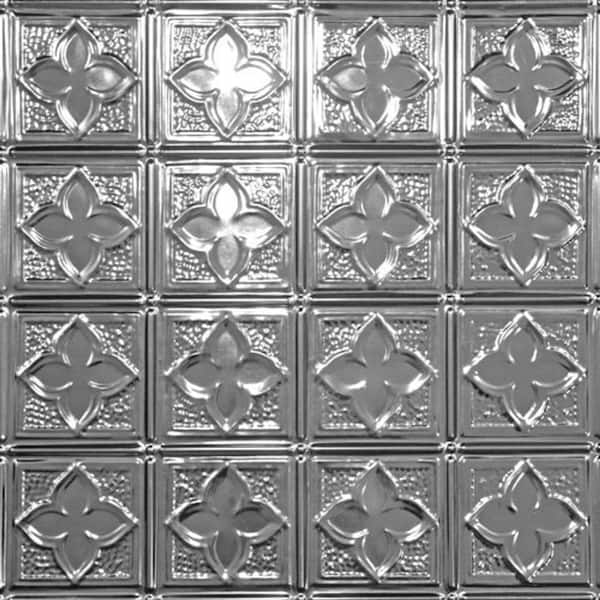 FROM PLAIN TO BEAUTIFUL IN HOURS Clover Steel (Unfinished) 2 ft. x 2 ft. Decorative Lay-in Tin Ceiling Tile (48 sq. ft./case)