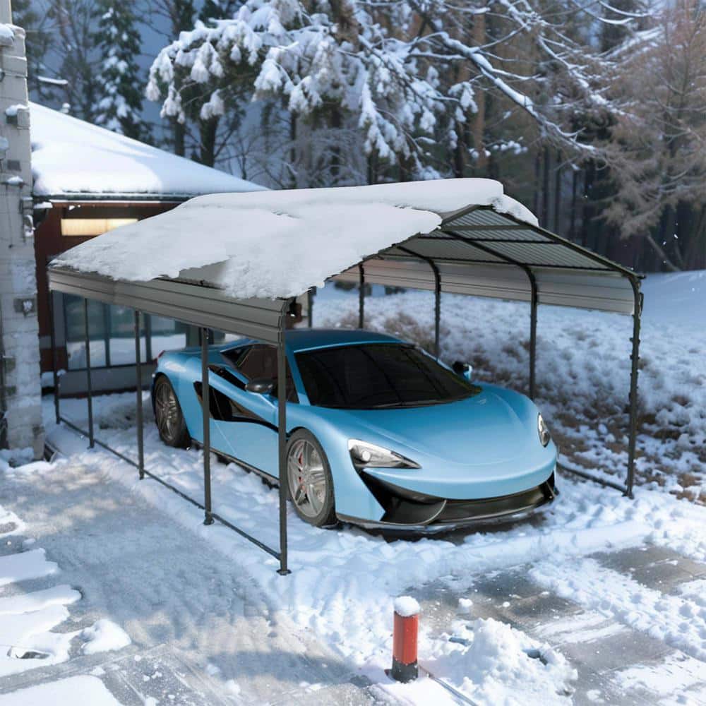 12' x 20' Gray Metal Arch Roof Carport
