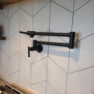 Wall Mounted Pot Filler with Double Lever Handles in Matte Black
