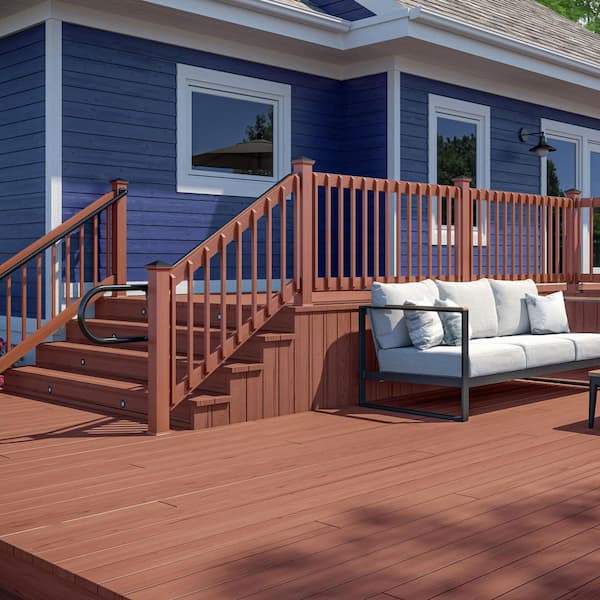 6 ft. Redwood-Tone Southern Yellow Pine Stair Rail Kit with B2E Balusters