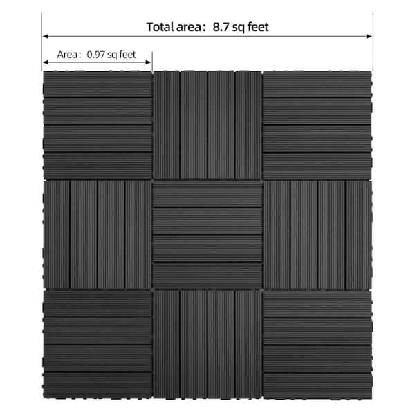 GOGEXX 11.8 in. x 11.8 in. Black Wood-Plastic Composite