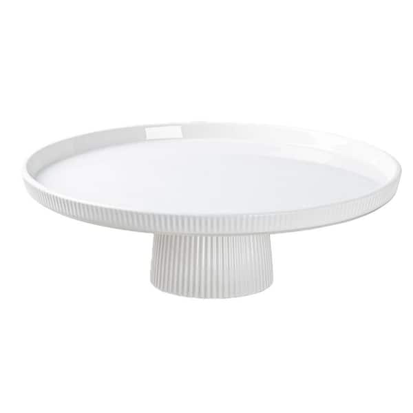 1-Tier 13 in. White Cake Stand, Ceramic Cake Stands for Party, Elegant Wedding, Cake Plate for Dessert Table Display