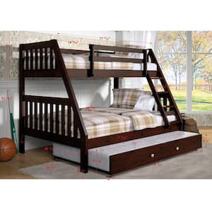 Brown Dark Cappuccino Twin Over Full Mission Bunk Bed with Trundle