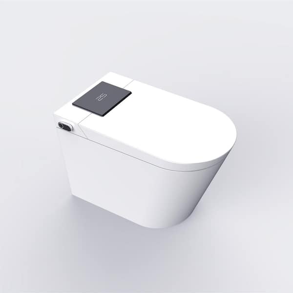 Elongated 1.34 GPF Smart Bidet Toilet in White with Instant Heat Seat, Night Light, Digital Display, Foot Sensor