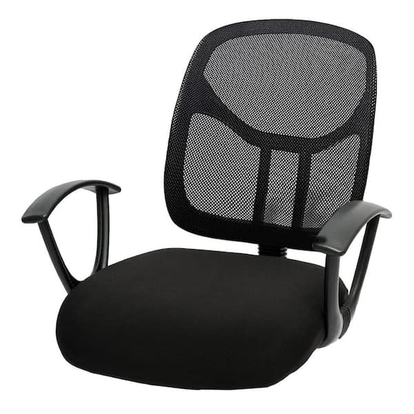 Universal Stretchable Desk Office Chair Seat Covers, Water-Resistant Spandex Computer Chair Slipcover, Washable, Black