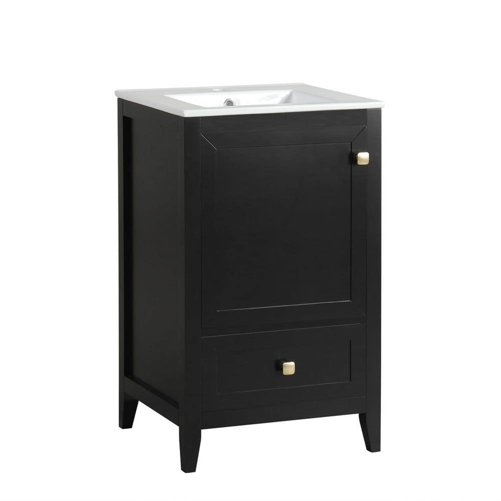 20 in. Single Sink Freestanding Black Bath Vanity with White Ceramic Top Unassembled price history on PriceWatchPro