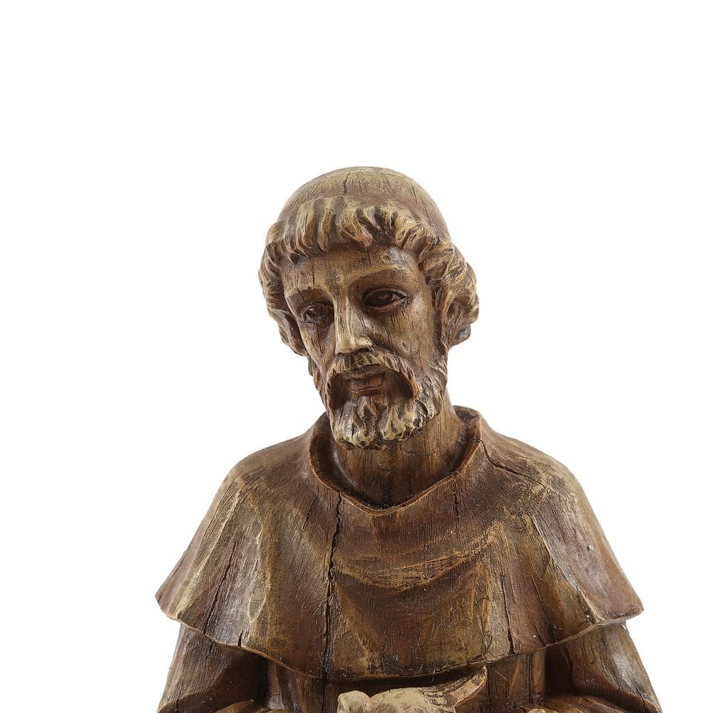 Weathered Brown Saint Francis Garden Statue with Animals