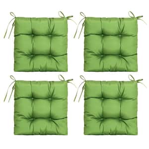 Outdoor Seat Cushions, Set of 4, Patio Seat Chair Cushions 19"x19"x4" with Ties, for Outdoor Dinning chair, Kale Green