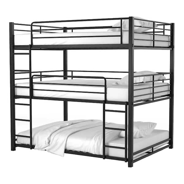 Atlata Sand Black Full Metal Triple Decker Bunk Bed