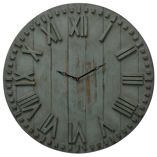 StyleCraft Farmhouse Antique Green, Black Analog Clock