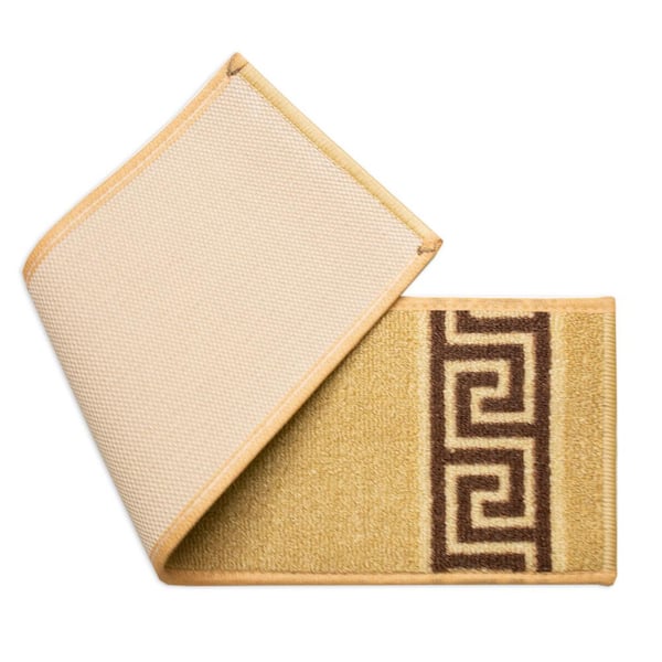 Meander Custom Size Beige 12 in. L x 32 in. W Indoor Carpet Stair Tread Cover Slip Resistant Backing (Set of 7)