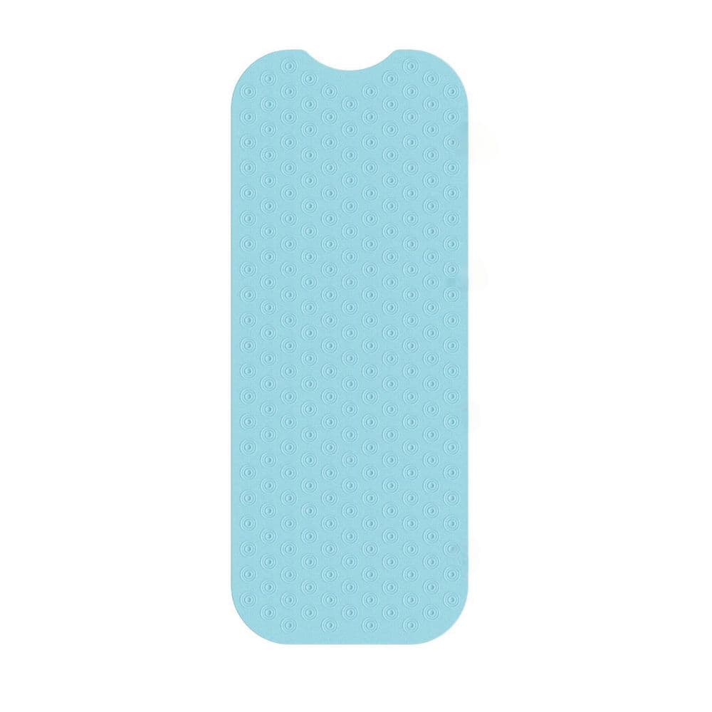 39 in. x 16 in. No Suction Cup Bath Mat for Tub, Natural Rubber, Elderly and Children Friendly, Lake Blue