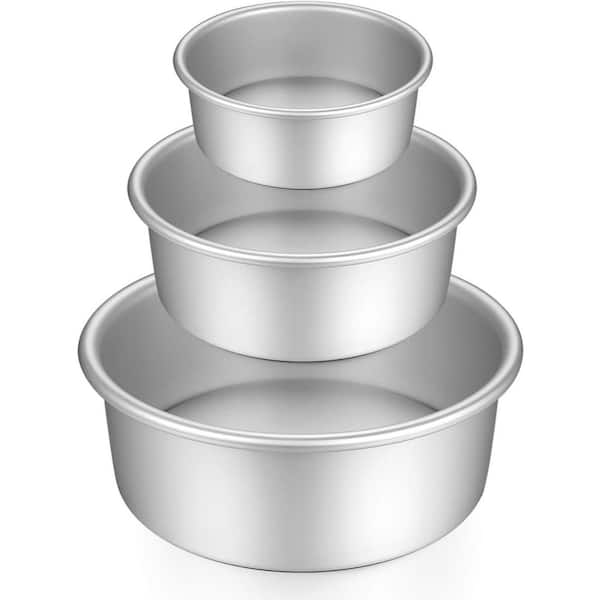 3-Piece Anodized Aluminum Round Cake Pan Set Nonstick Removable Base Bakeware for Cheesecake and Layer Cakes
