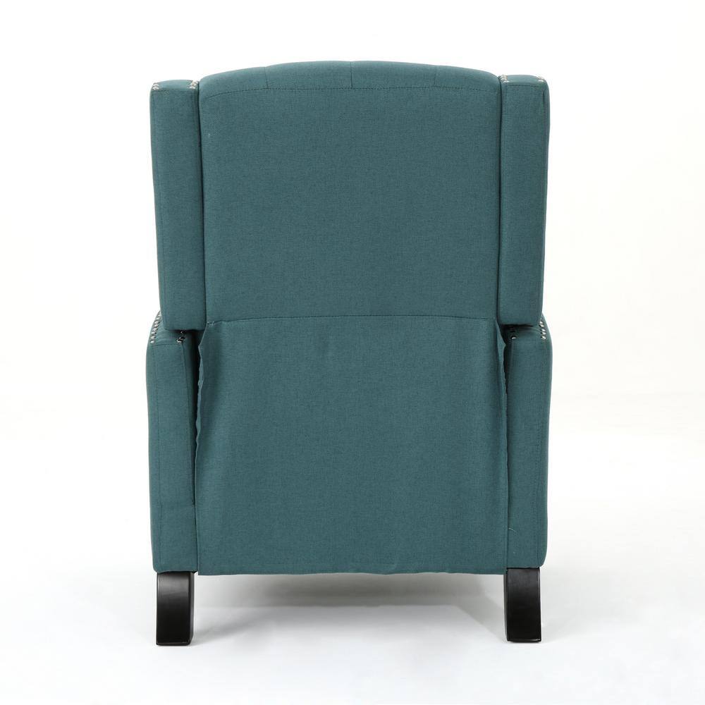 Handcrafted Brown Leather Wood Recliner with Button-Tufted Back