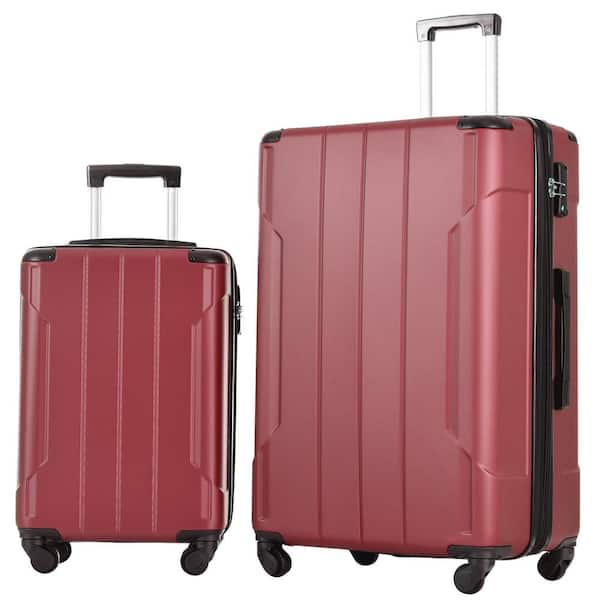 Polibi 20 in./28 in. 2-Piece Red Hardside Expandable Luggage Sets with ...